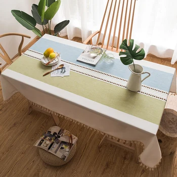 

Large Table Cloth Cotton Tassel Striped Europe Rectangle Cover Table Knitted Banquet Party Tischdecke Room Decoration EB50ZB