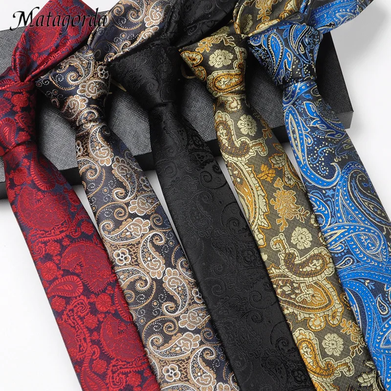 

Matagorda Man Tie 6cm Slim Necktie High Quality Formal Gravata Dress Leisure Paisley Neckwear Wedding Party Gift Neckcloth