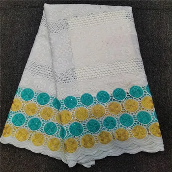 

Swiss lace fabric 2020 latest heavy beaded embroidery African cotton fabrics Swiss voile lace popular Dubai style 5yards