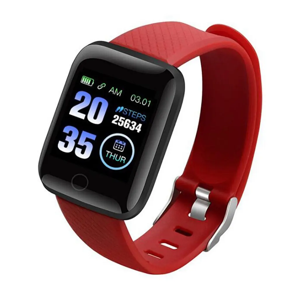 116 плюс смарт-часы, браслет, спортивные фитнес-часы, кровяное давление, пульсометр, напоминание о звонках, Android, шагомер, D13, Смарт-часы - Цвет: red