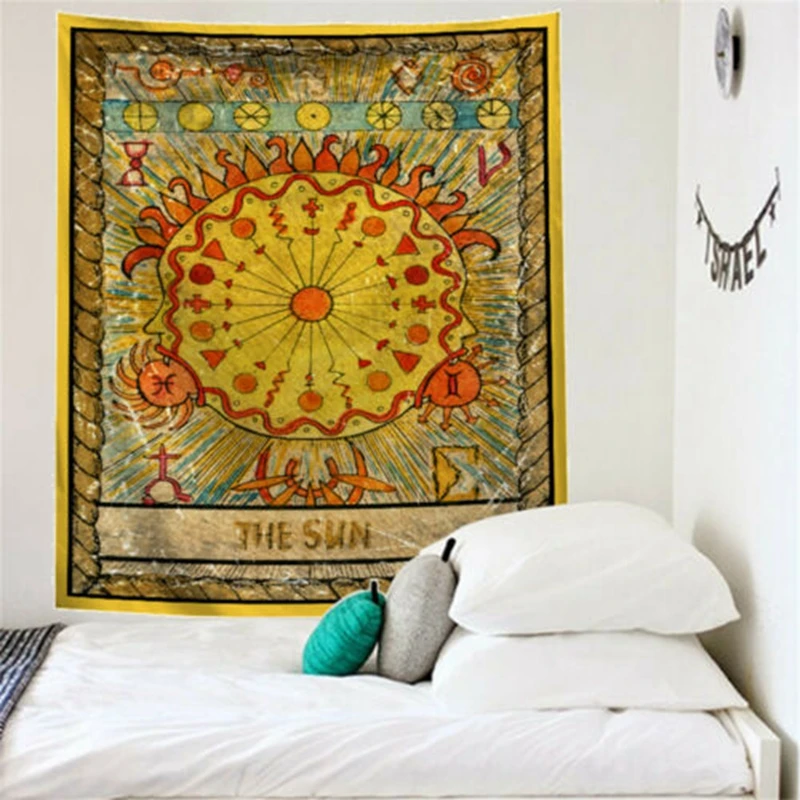 Tarot Pattern Tapestry Wall Hanging Yoga Mat Beach Towel Home Decor Creative 
