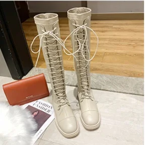 b Cresfimix Botas De Mujer; женские Модные Бежевые ботинки из искусственной кожи высокого качества на шнуровке; классические удобные зимние ботинки; B7062 - Цвет: b