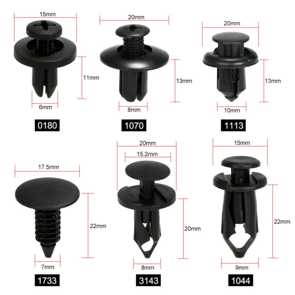 

2020 New Universal 190pcs/Set 6 Sizes Plastic Auto Fixing Fastener Black Plastic Car Buckle Rivet Clips Car Accessories