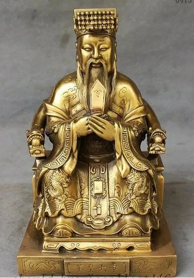 YM 308 Чистая медь, Китай Taoism Supreme Deity нефритовый император Бог платье с драконами статуя