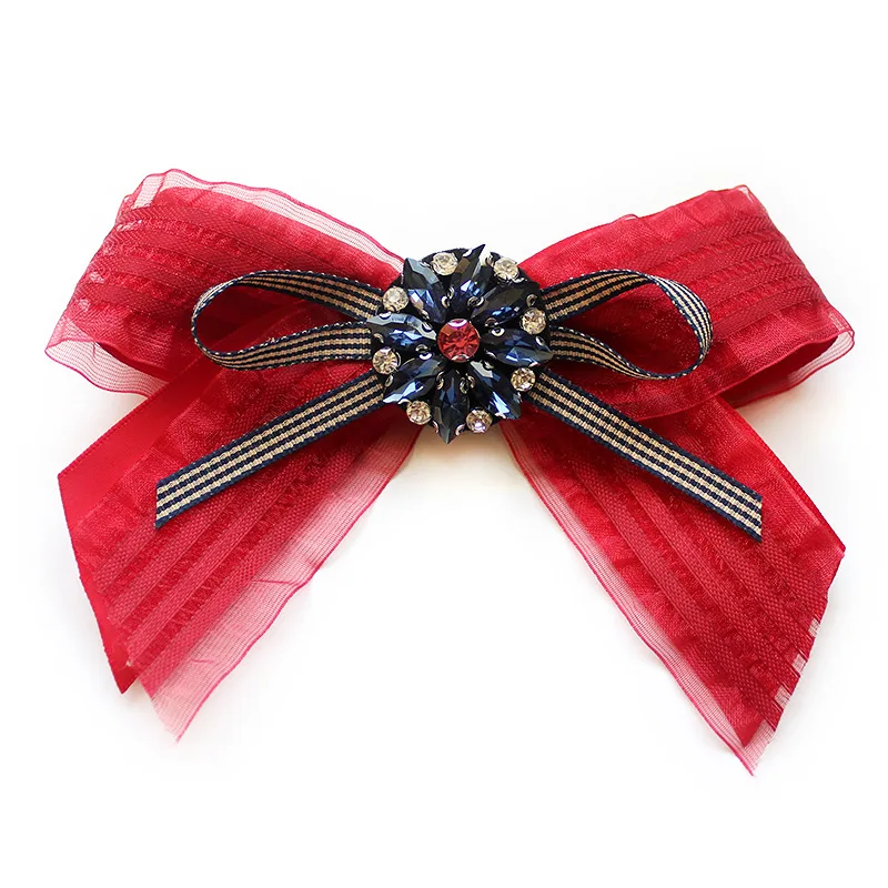 Handmade Bow Tie Женщины шеи воротник рубашка галстук-бабочка элегантный кристалл горного хрусталя Свадьба Бизнес Рождество галстук девушка Униформа ленты галстук-бабочка - Цвет: Handmade Bow Tie