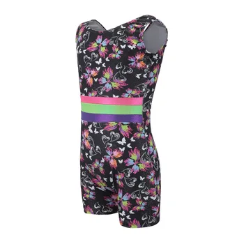 

New Practice Clothes Dance Clothes Ballet Gymnastics Suit Girls Sleeveless Floral Color Pattern Romper Body Suit Dance