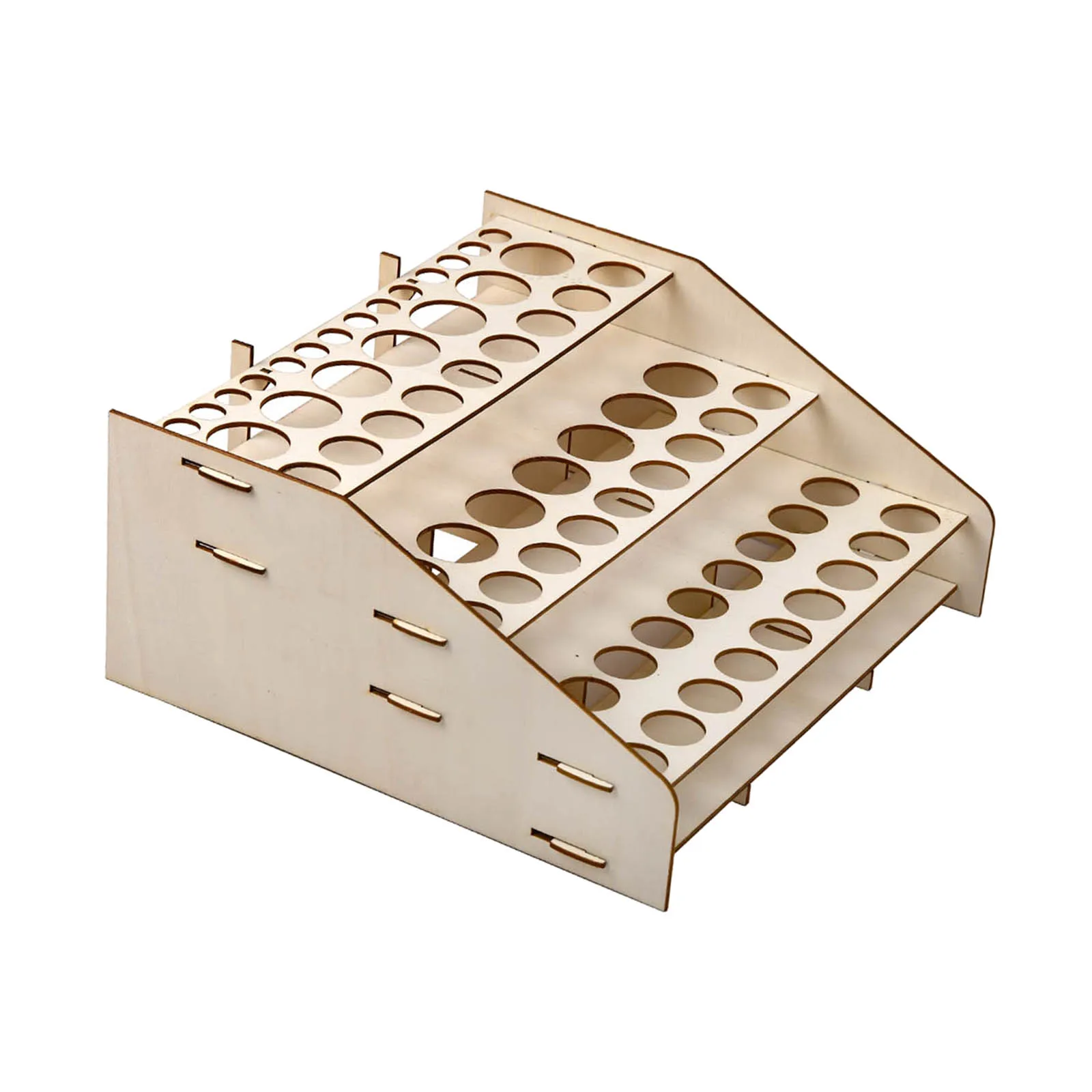 64 Pots Wooden Craft Paint Rack Miniatures Organizer Brush Paint Holder for DIY Art Painting Spraying Hobby Tools Bottle Shelf 6
