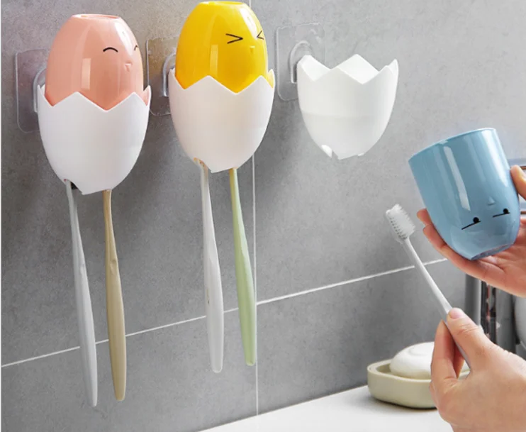 Креативный держатель чашки для зубной щетки Бытовая пластиковая Пробивка настенного типа пара Рот Набор чашек спальни Симпатичные кисти чашки