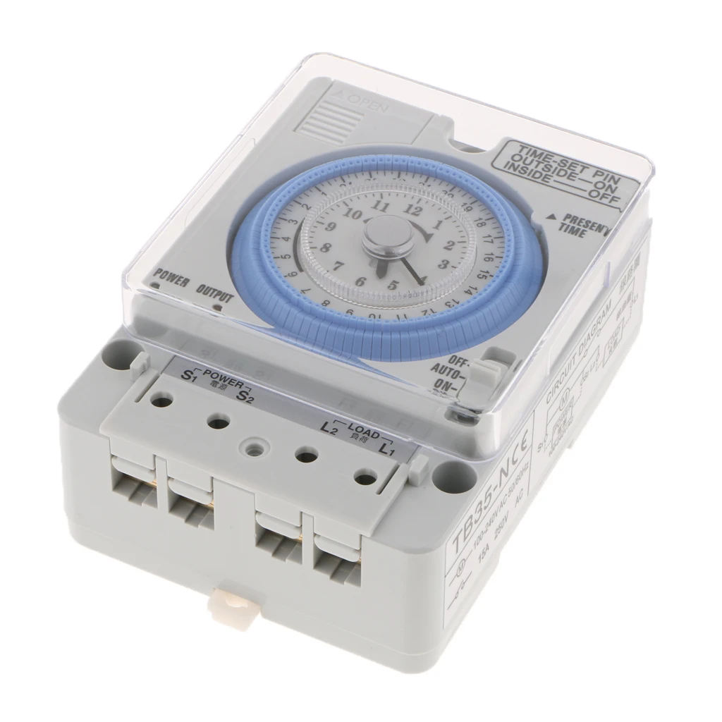 Mechanical Analogue Day 24H Timer Switch Industria Switch DIN RAIL INSTALLATION