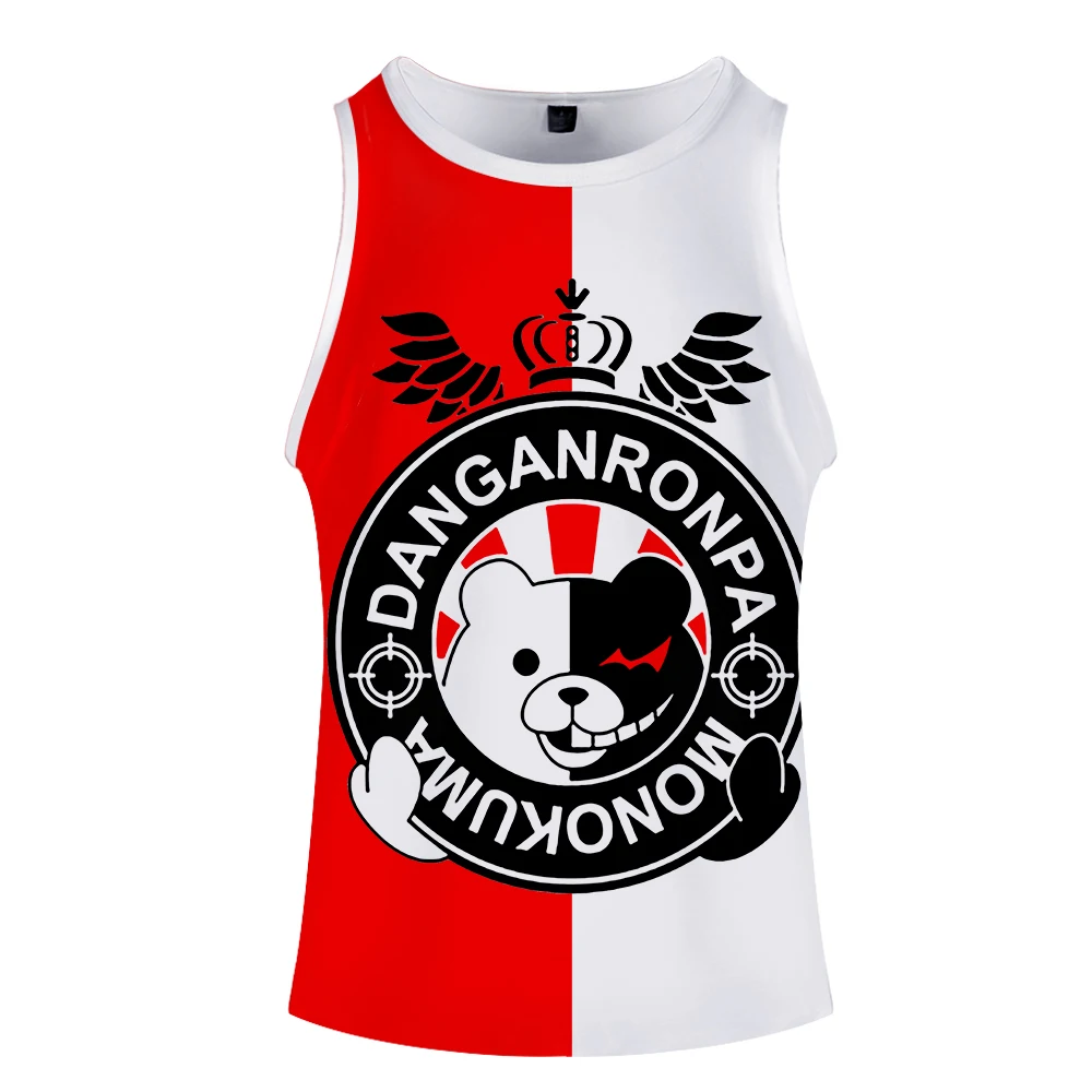 Monokuma жилет Топ уличный стиль Мода Лето Без Рукавов бег печати Новинка Топ Роскошный Harajuku Hokage