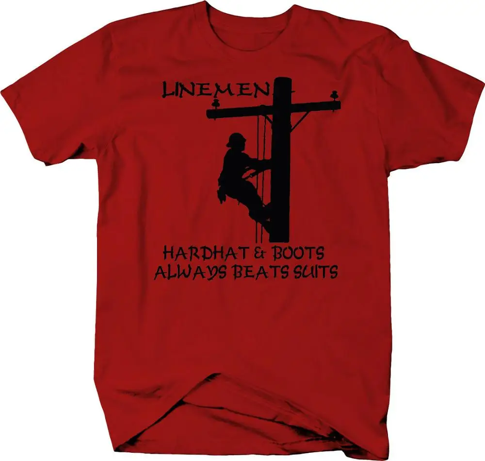 Lineman Hardhat& Boots Utility Pole Climber Worker цветная футболка - Цвет: 2
