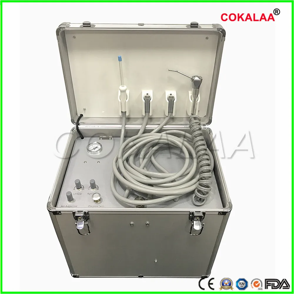 

High Quality 1SET Portable Dental Unit with Three Way Syringe Oilless Air Compressor Water bottle Foot Control