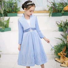 Платье «Эльза» для девочек 2 маленьких девочек; костюм с рукавами «Снежная королева»; бархатные платья принцессы Эльзы для костюмированной вечеринки; Vestidos