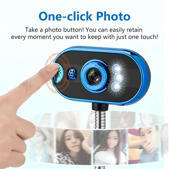 

Stand Desktop Webcam With Microphone Fill Light Take Photo Button 480P HD Web Camera Manual Focus For Live Broadcast Conference