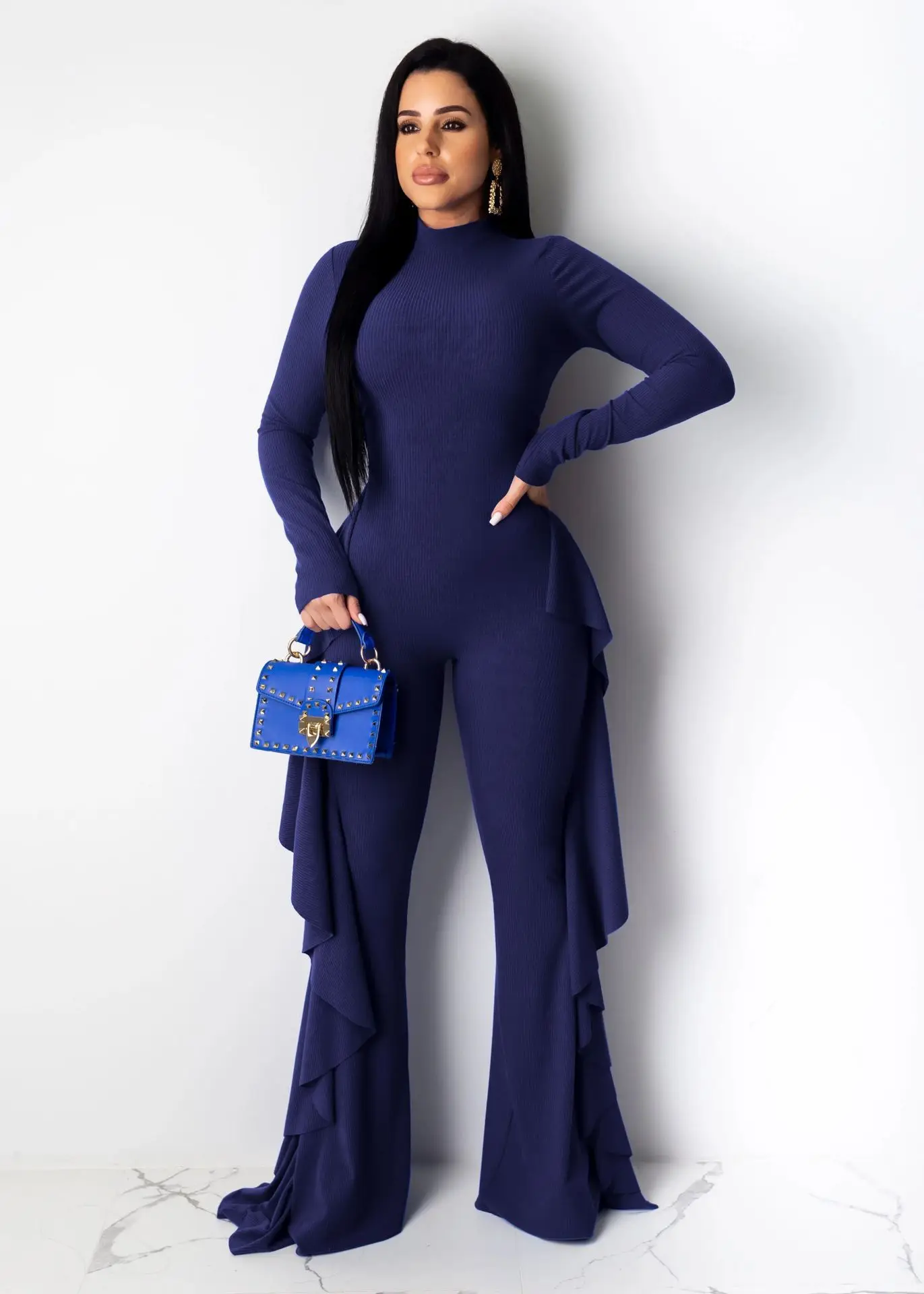 ChocoMist Jumpsuits Elegant Solid  Ruffles Design Jumpsuit  2521