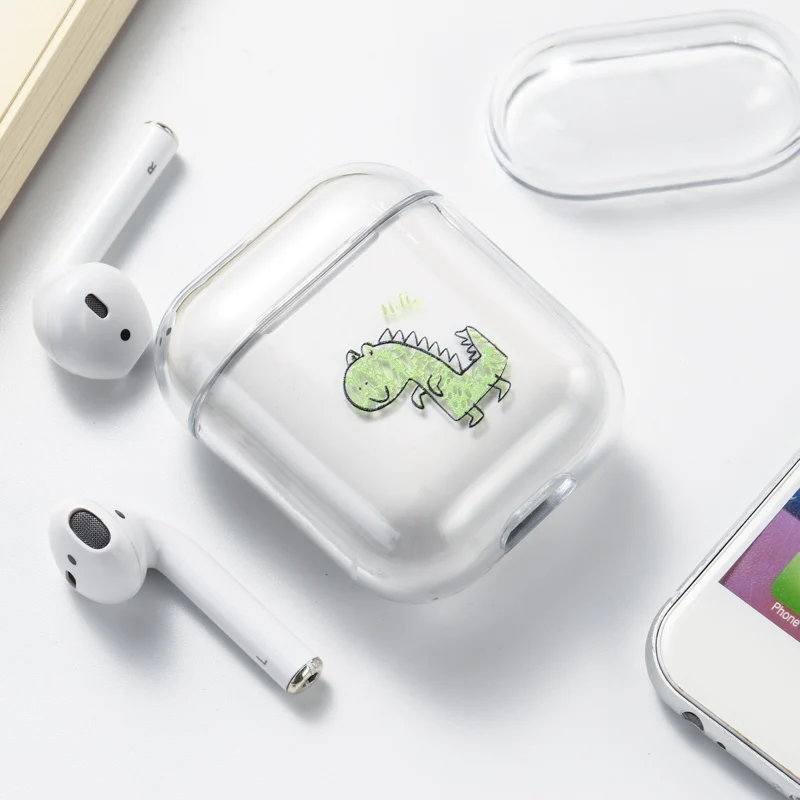 KJOEW пара мультфильм Прозрачный наушник крышка подходит для apple AirPods1 2 шт чистый цвет милый анти-падение крышка наушников