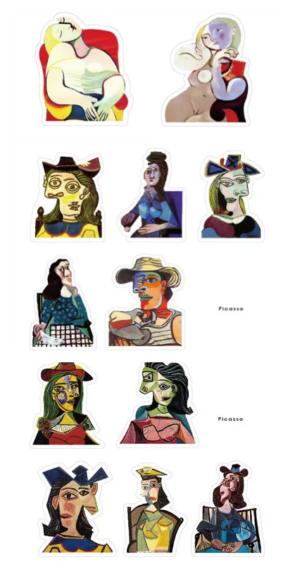 10 шт. Picasso Van Gogh Matisse Fridaartist Munch Schiele наклейка для детей скейтборд ноутбук багаж мотоцикл игрушка DIY стикер - Цвет: Picasso