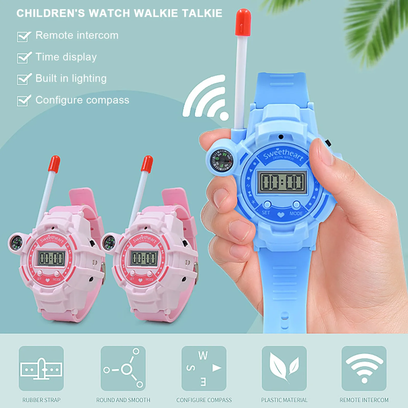 Walkie Talkies de juguete, 1 par de relojes inalámbricos, Walkie Talkie multifunción, reloj de carga USB, regalo de Navidad para niños