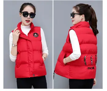 

Women's Spring Autumn Cotton Down Vest 2020 New Style Women Vests Short Coat Female Outerwear