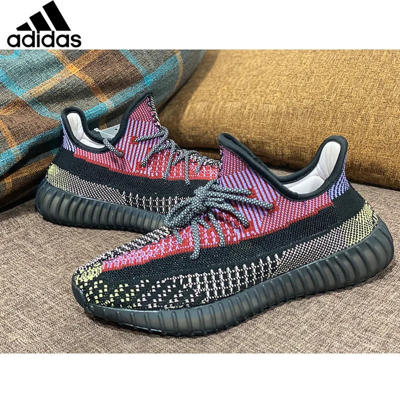 Мужские кроссовки для бега Adidas Originals Yeezy Boost 350 V2 yecheil черные белые синие Зебра |