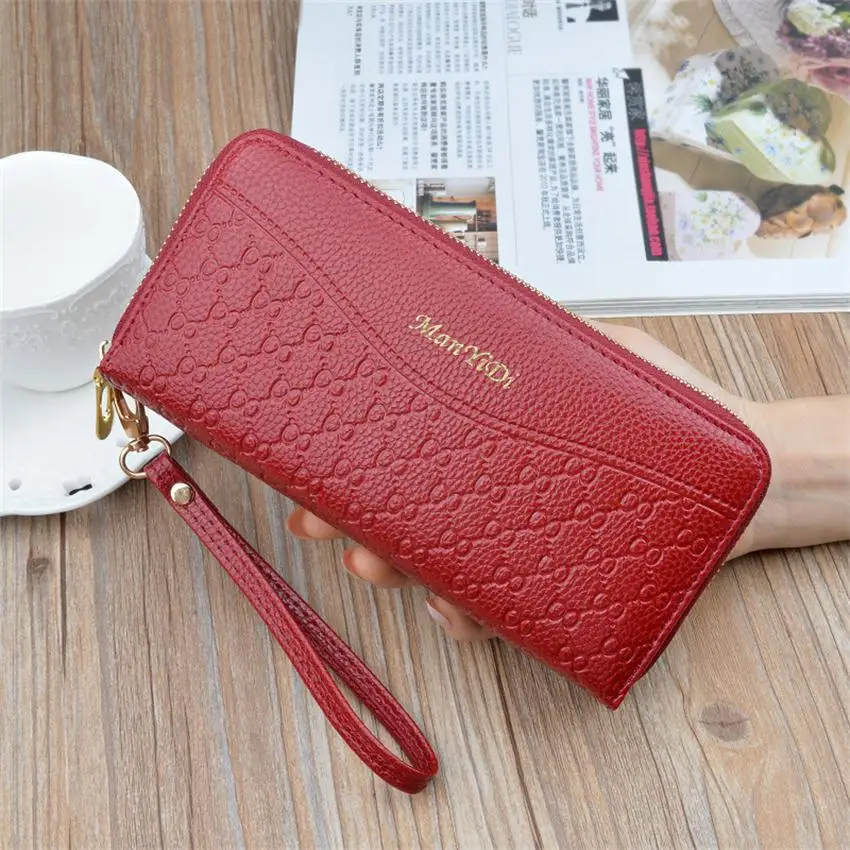 Red Новинка,, женский клатч, кошелек, высокое качество, из искусственной кожи, кошельки, Женский Длинный кошелек, Женский кошелек на двойной молнии, кошелек для монет, Carteira - Цвет: Red