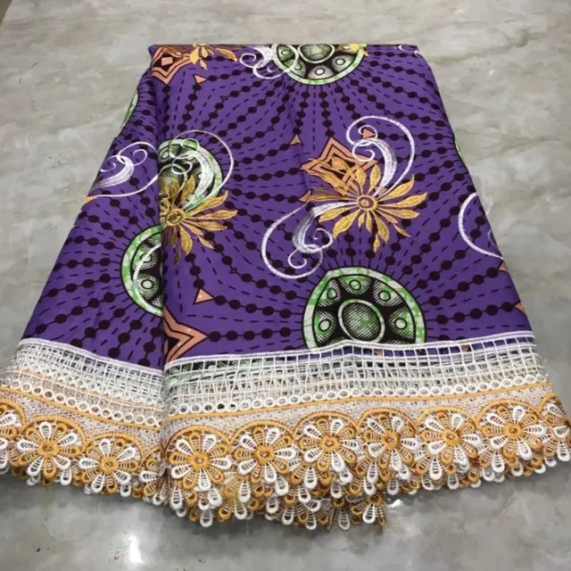 Лучшая хлопок ткань женское платье кружево высокое качество вышитая ткань Африканская Анкара кружевная вощеная ткань с Guipu - Цвет: G1018-17