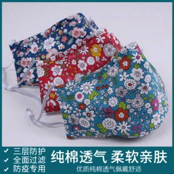 

EXCARGO 2 pcs Print PM2.5 Cotton Mask For Women Flower Print 3D Mask Anti Dust Summer/winter Mouth Mask For Face
