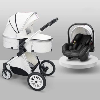 Luxury Baby Stroller 3 in 1 High Landscape Baby Cart Can Sit Can Lie Portable Pushchair Baby Cradel Infant Carrier 6