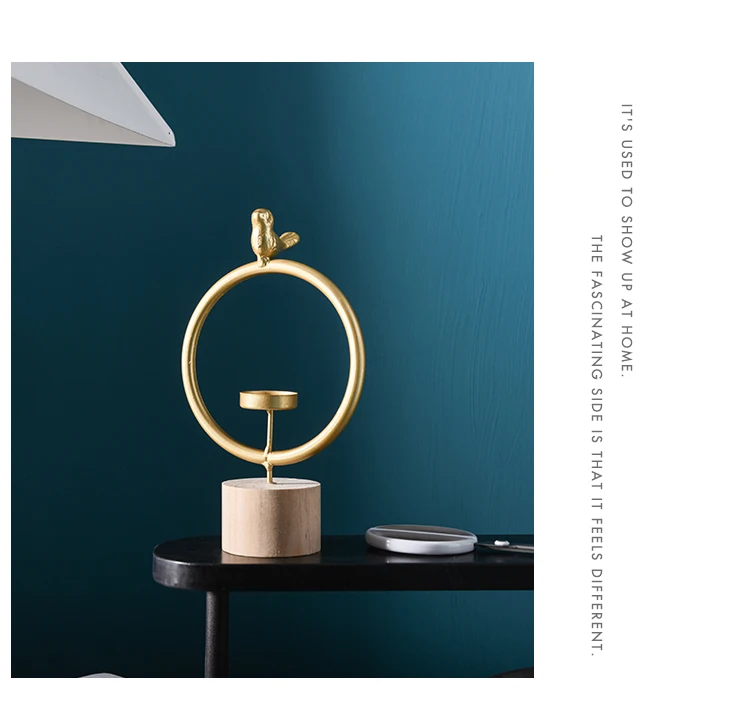 Креативный геометрический металлический золотой подсвечник с птицами украшение домашнего стола Круглый Подсвечник Ресторан свадебный подсвечник подарок