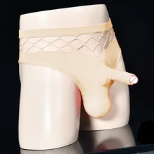 Ice Silk Briefs Man Hollow Out Underwear Male Sexy Cross Strap Panties Penis Sheath G-string Thongs Scrotal Separation Underpant