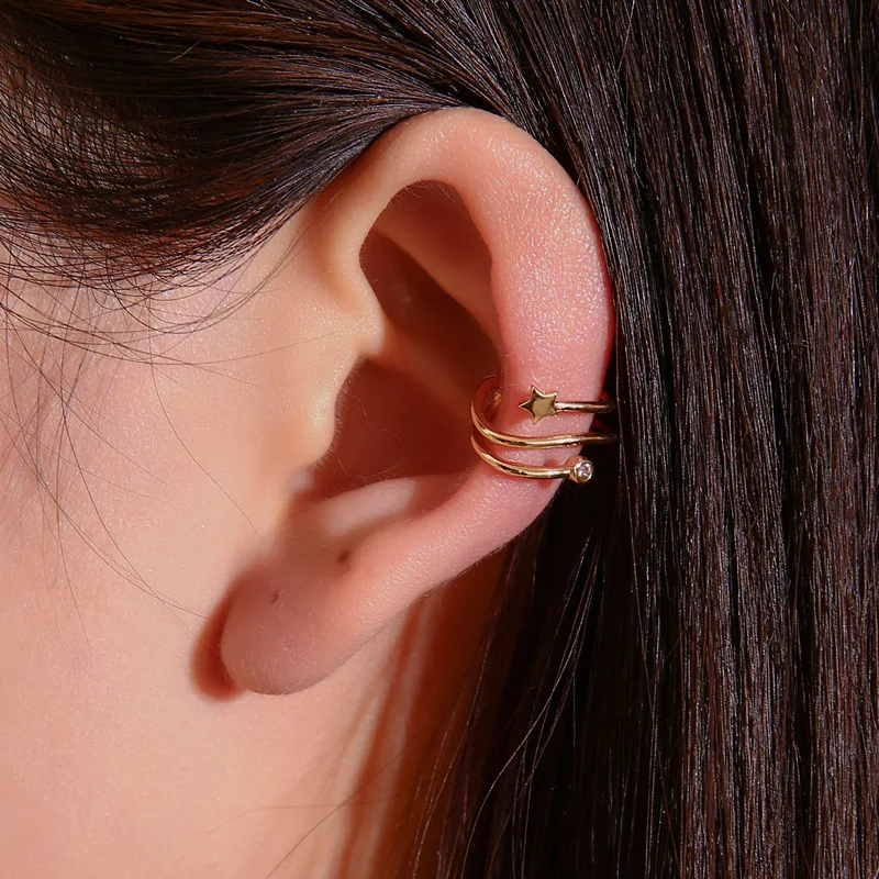 

1 Pcs Retractable Earrings Star Clip Earrings Fake Piercing Jewelry Ear Cuff Accessories Fashion Geometeric Non Pierced Earring