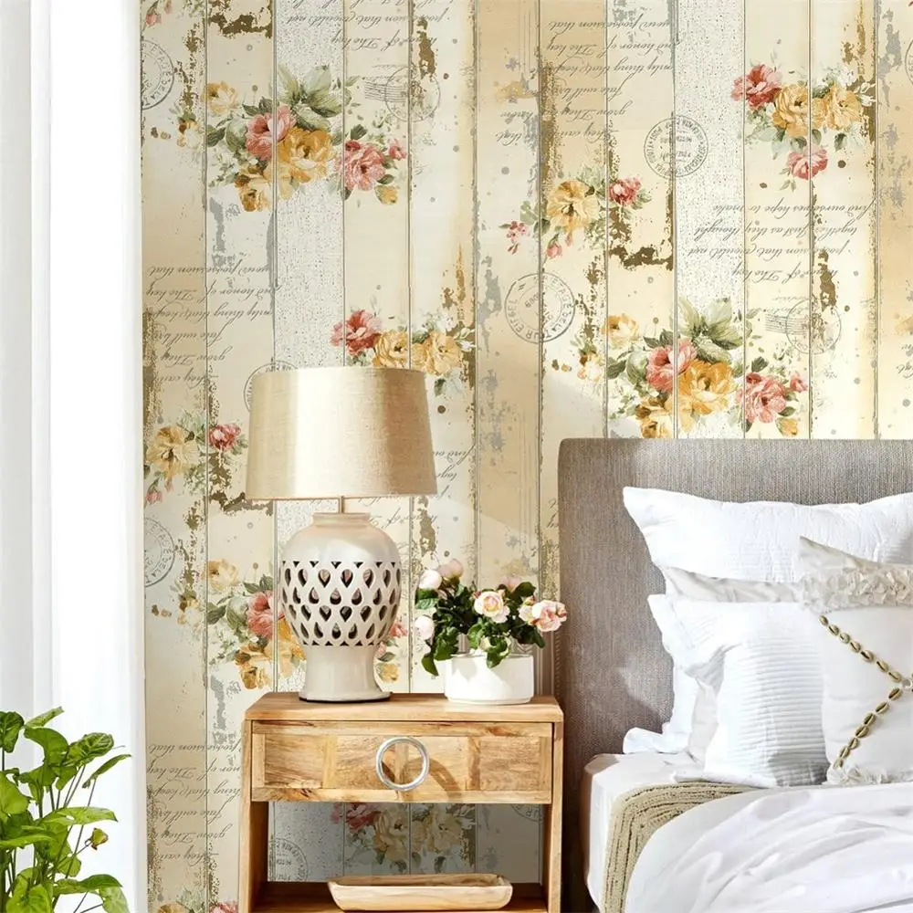 HaokHome винтажные цветочные обои с цветами желтые/красные/зеленые покрытия
