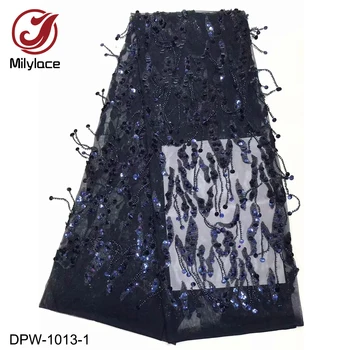 

Sequins Tassel Design African Net Lace Fabric High Quality Nigeria Indian Embroidery Mesh Tulle Shell Sequined Lace DPW-1013
