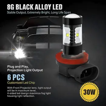 

2PCS H8 H11 H16 LED Fog Light Bulbs 6000K White XB-D Chip Fog DRL Light Bulb 12V Fog DRL Light Bulb Auto Lamp
