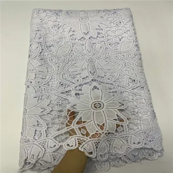 

African Pure White milk Lace Guipure Lace Fabric 2020 High Quality Nigerian Cord Lace Fabric France Water Soluble dress run83-18