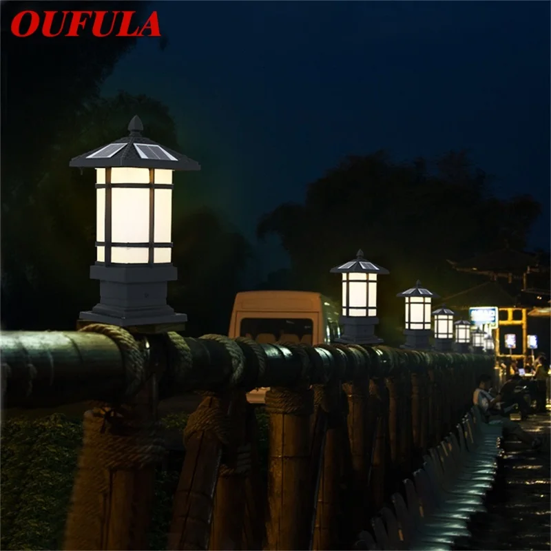 

OUFULA Patio LED pillar lighting Solar Waterproof Modern Outdoor Post Light Fixture For Porch Balcony Courtyard Villa