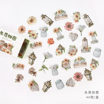 

1 Box (40 stickers ) Night lights Daisy Flowers Stickers Hand Account Notebook Decorative Sticker