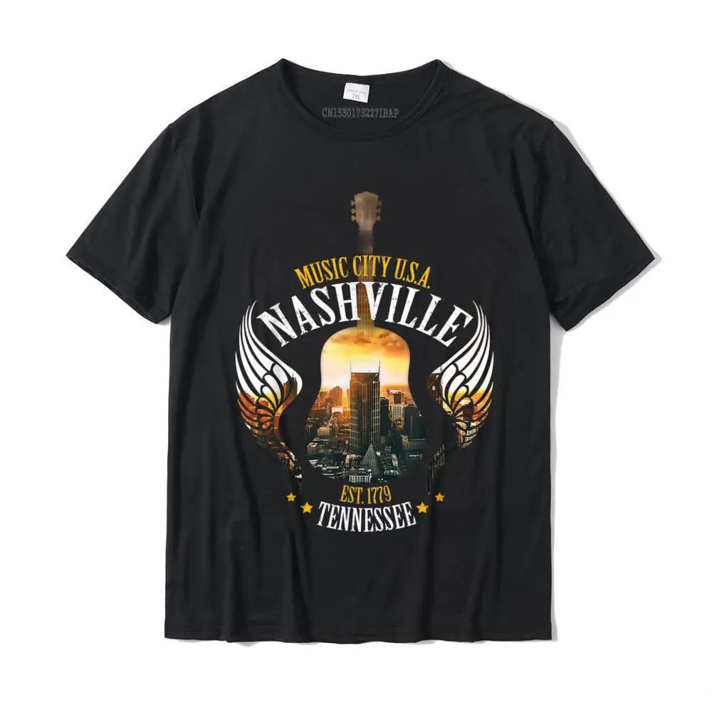 Casual Vintage Guitar Nashville Tennessee T-Shirt__MZ24068 Men's Top T-shirts Retro ostern Day O-Neck 100% Cotton Tees T Shirt Vintage Guitar Nashville Tennessee T-Shirt__MZ24068 black