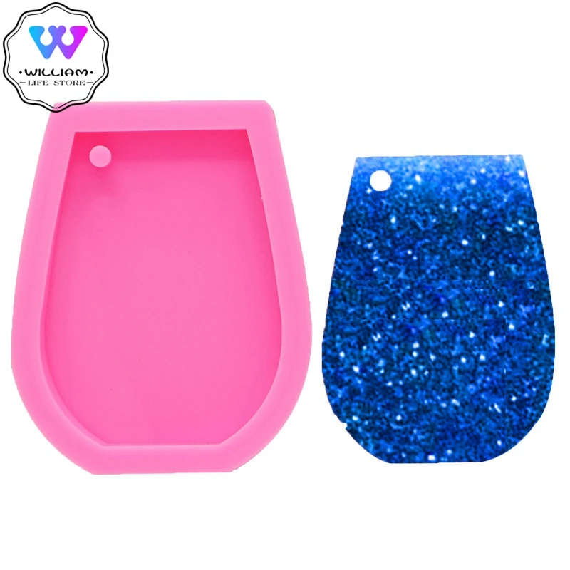 

1Pcs Shiny wine glass shape Keychains mold cup silicone mould for Key chain Pendant clay DIY Jewelry Making epoxy Resin mold