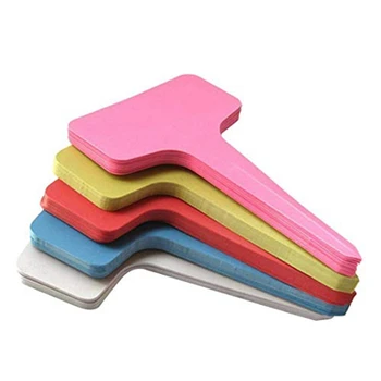 

100Pcs Plant Labels Multicolor Waterproof Plastic Plant Tags T-Type Nursery Garden Labels 6 X10cm 5 Colors