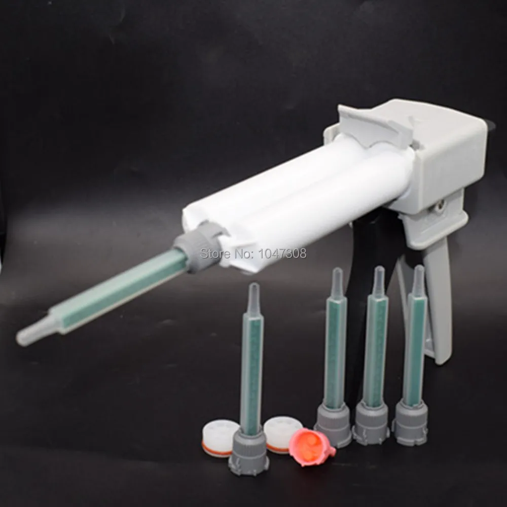 1:1 50ml Epoxy Adhesive Dual Cartridge A & B + 1:1 2:1 Dispensing Gun Manual Applicator Epoxy Glue Dispenser + 5pc Mixing Nozzle