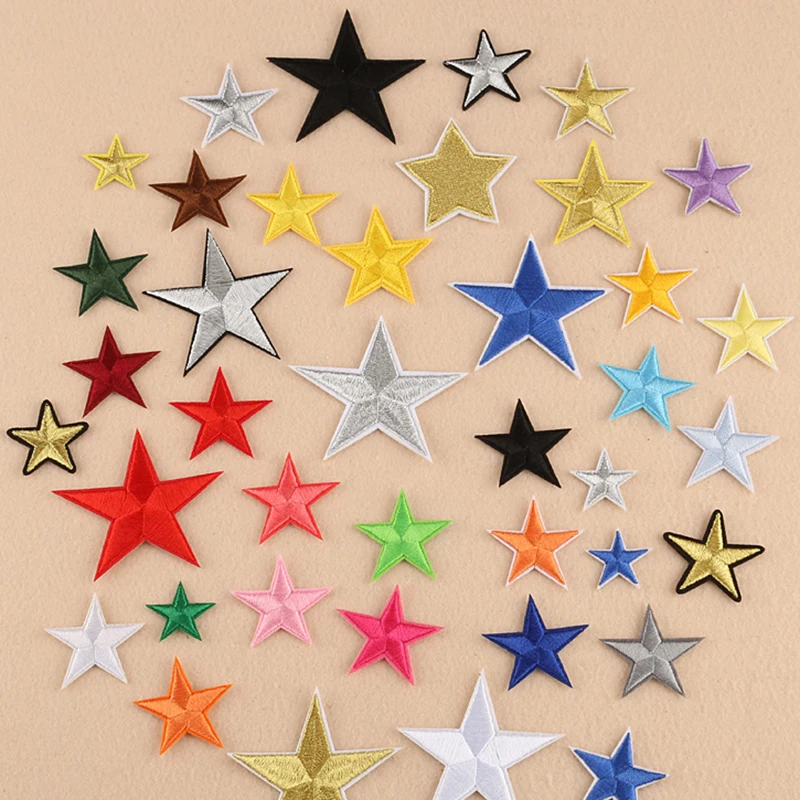 

10pcs/bag Embroidered Clothes Patches Star Pattern Cute Patch Apparel Sewing Material Patches For Clothing Garment Decorative