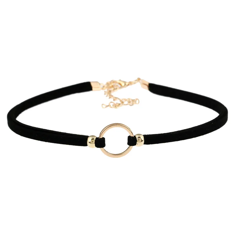 

Nz0720 Korean-style Minimalist Cool Black Silk Velvet Alloy Choker Clavicle Neck Ring Necklace in Man