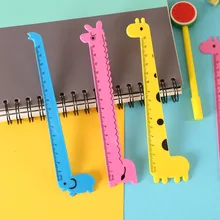 Règle de dessin animé girafe mignon 50 pièces, en plastique, animaux, règles droites, papeterie scolaire pour étudiants