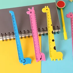 Règle de dessin animé girafe mignon 50 pièces, en plastique, animaux, règles droites, papeterie scolaire pour étudiants 