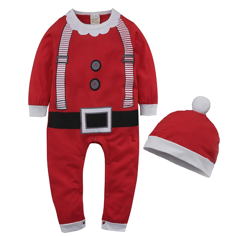 Рождественский костюм для новорожденных мальчиков; маскарадный костюм Санта-Клауса; Одежда для маленьких девочек; Подарочный комплект для малышей; утепленное боди с капюшоном для малышей; Сезон Зима; 2 года - Цвет: Red