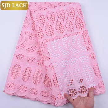 

SJD LACE African Cotton Lace Fabric With Stones Swiss Voile Lace In Switzerland Small Holes Cotton Lace For Wedding Party 2045B