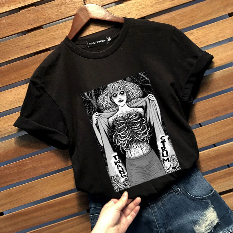 Модная футболка Tomie Junji Ito для женщин, ужас, манга Uzumaki, аниме Evangelion Akira Shintaro Kago, женские футболки