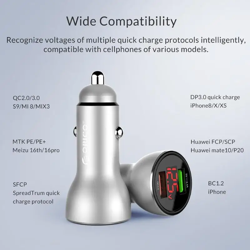 ORICO UPF-K2 Mini Dual USB Автомобильное зарядное устройство для iPhone X XS Mas 11 Pro 30 Вт быстрая зарядка автомобильное зарядное устройство для телефона samsung huawei Xiaomi