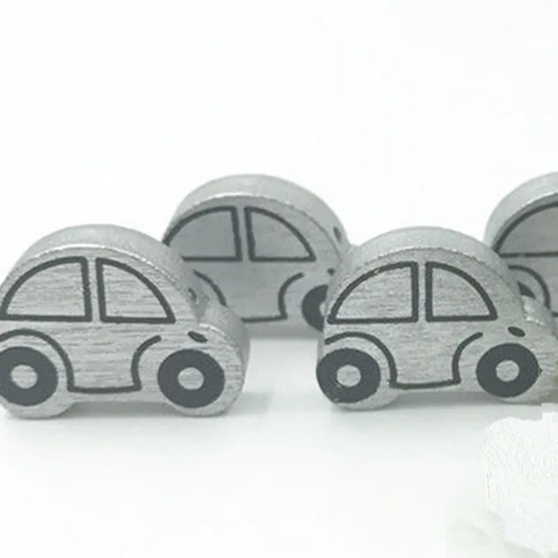 Silver-80pcs DIY 80 шт деревянные бусины в форме автомобиля золото/ожерелье из серебристых бусин сделать аксессуары 25 мм - Цвет: Silver-80pcs